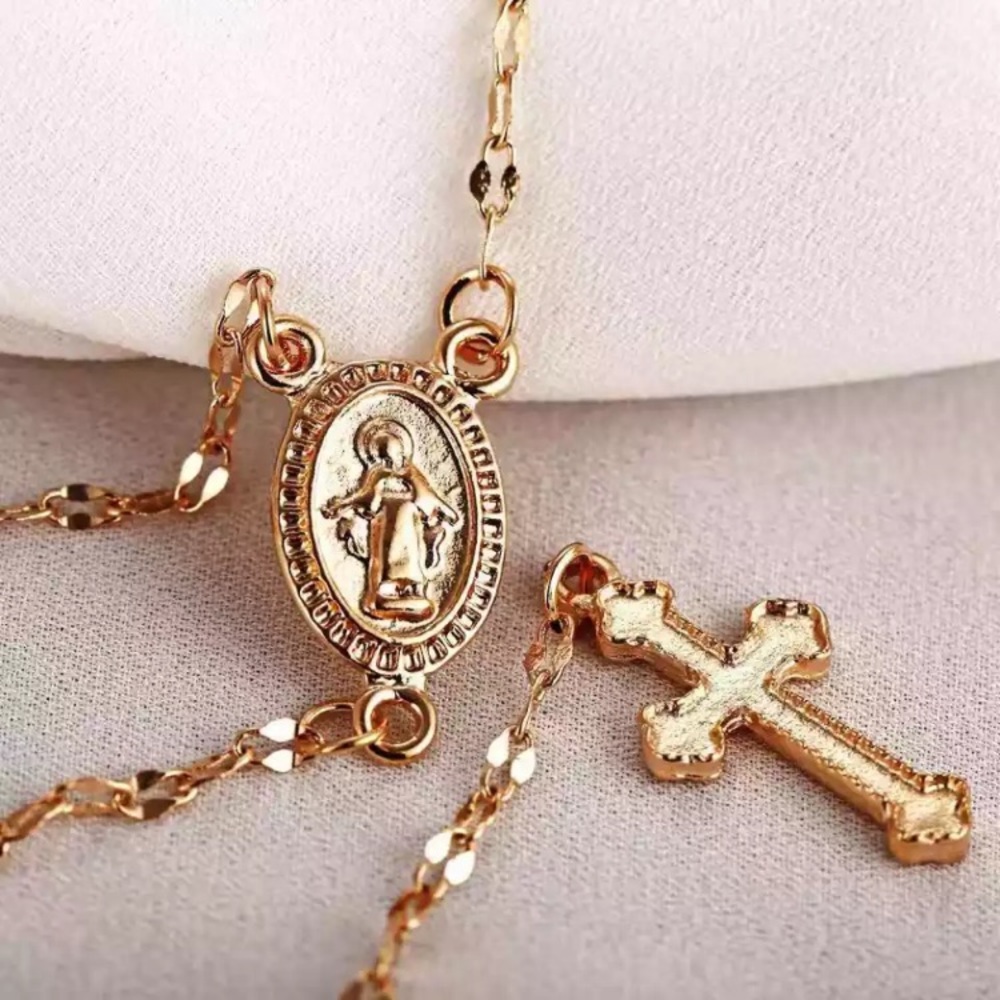 Virgin Mary Christian Cross Bohemian Cute Necklace - Picture 3 of 10